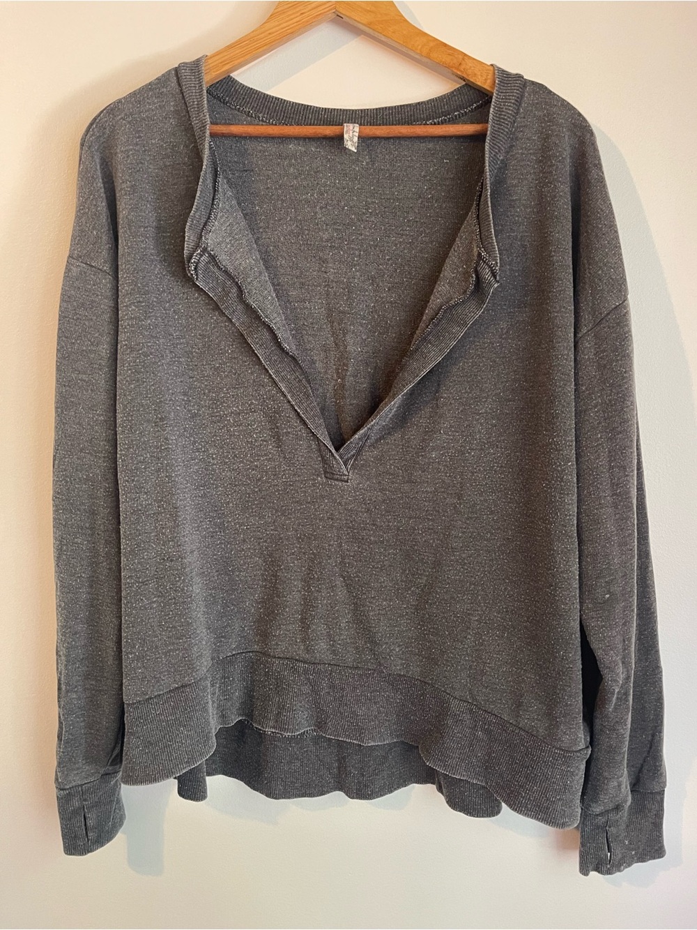 Intimately Free People Charcoal Deep V Sweatshirt L